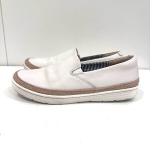 Clark’s White Leather Slip-On Espadrille Sneakers 8